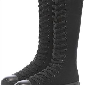 Yuanbu lace up sneakers. All black- womens 8.5